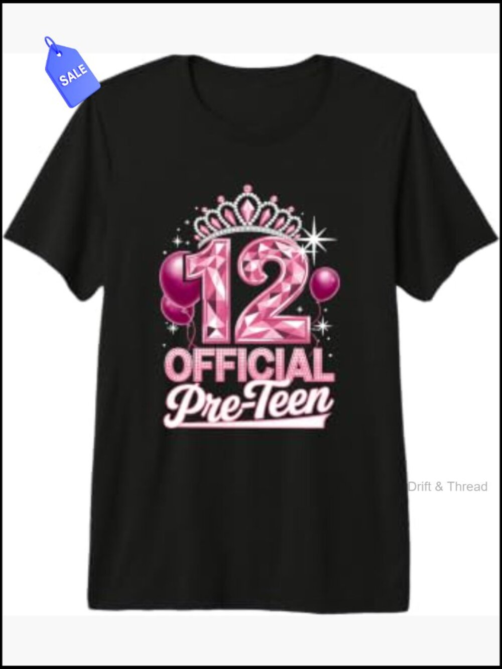 12th Birthday Girl Crown Pink Premium Tri-Blend T-Shirt